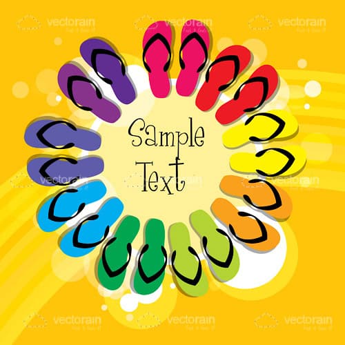 Colourful Flip Flops Circle with Sample Text